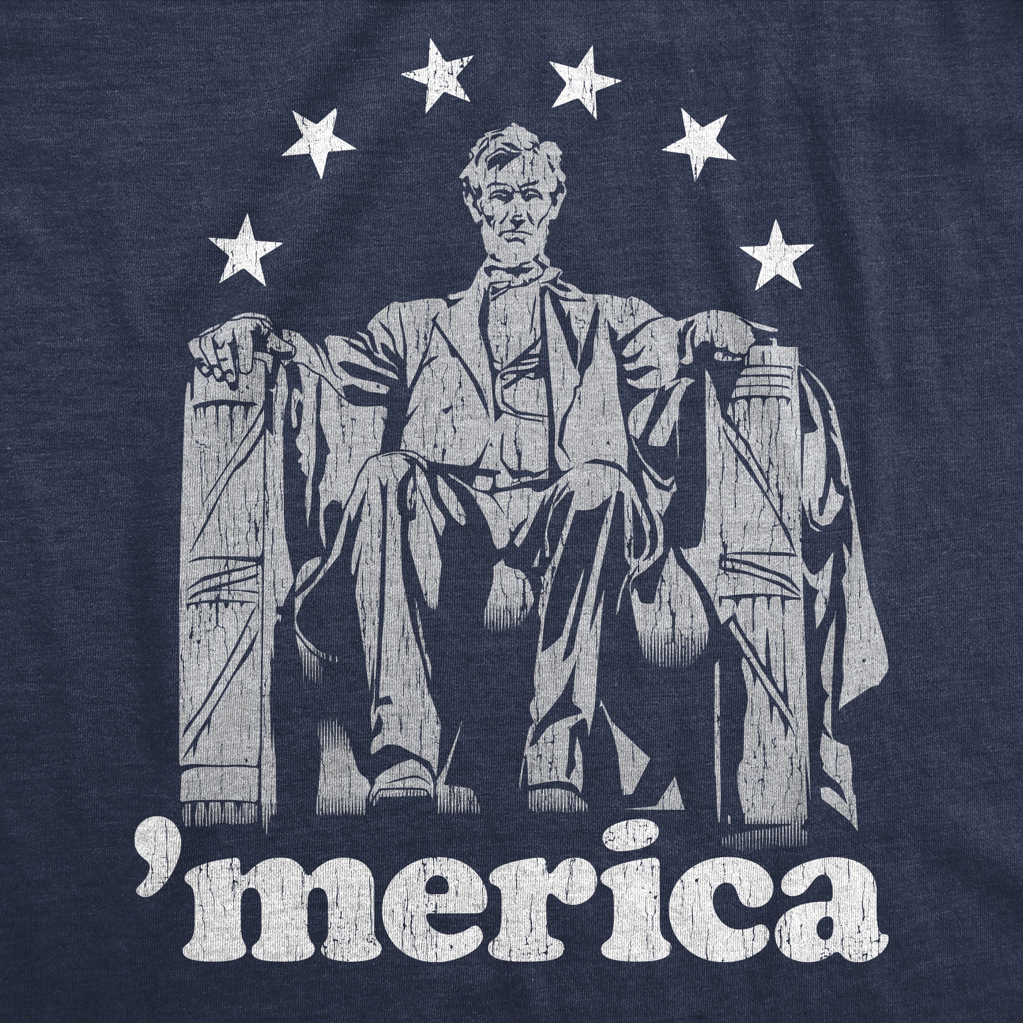 Funny Heather Navy Merica Nerdy Fourth of July Political Tee