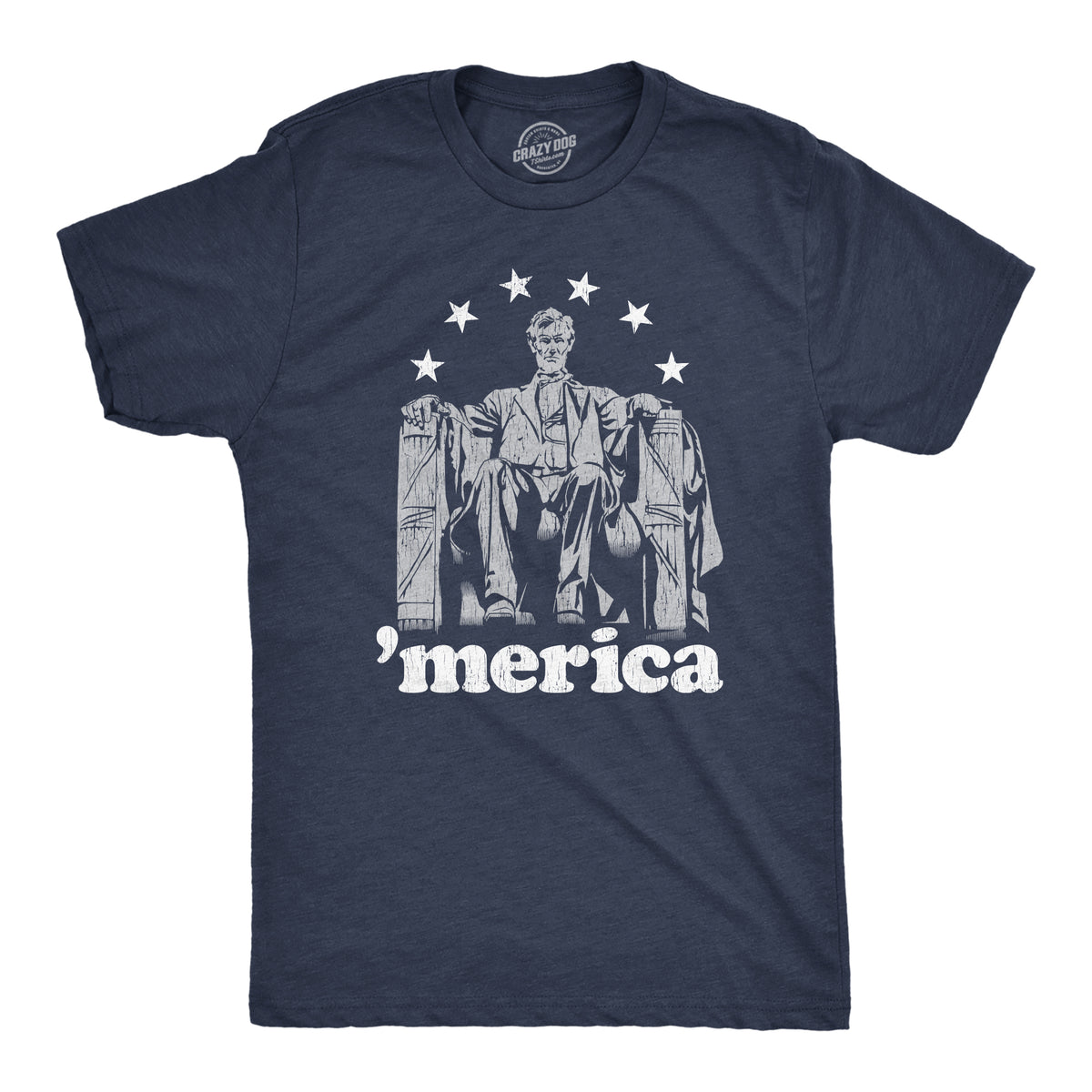 Funny Heather Navy Merica Nerdy Fourth of July Political Tee