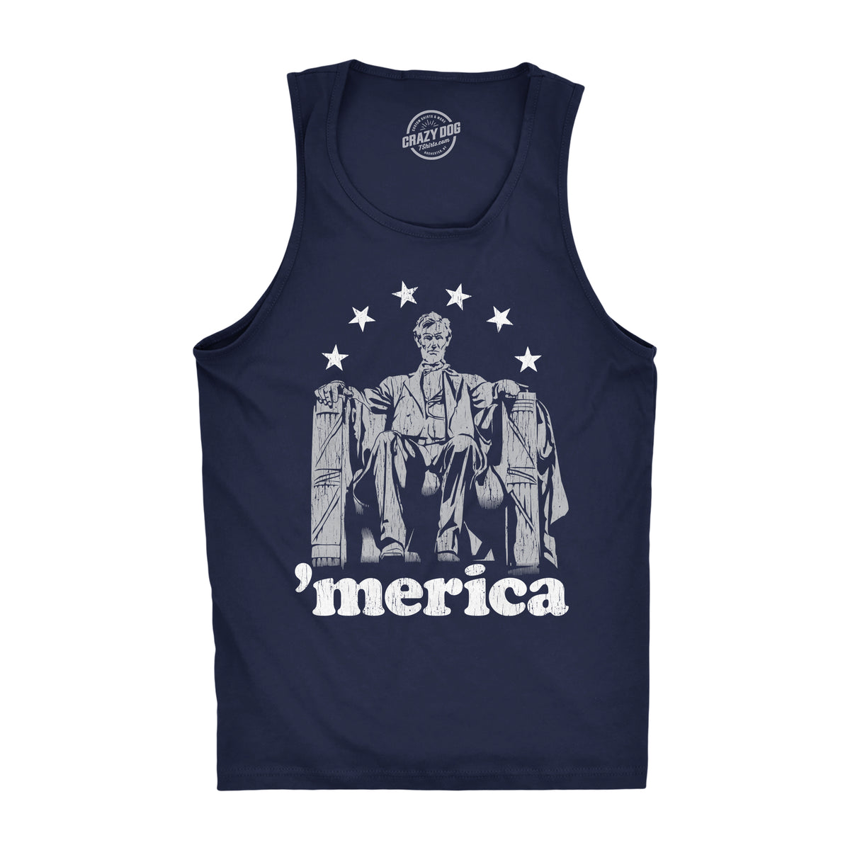 Funny Heather Navy Merica Mens Tank Top Nerdy Fourth of July Political Tee