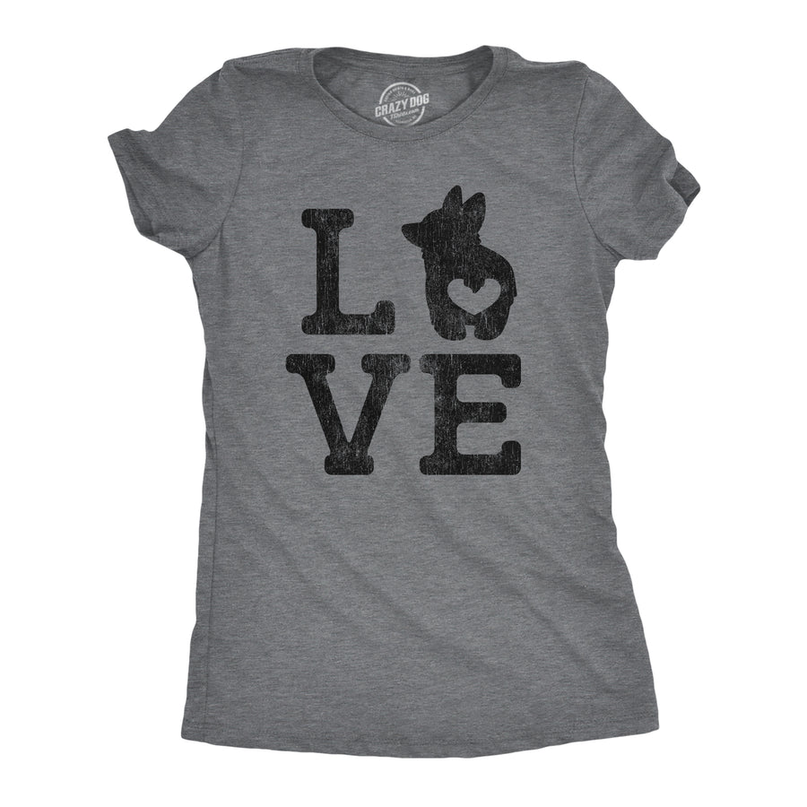 Funny Dark Heather Grey Love Corgi Womens T Shirt Nerdy Dog Tee