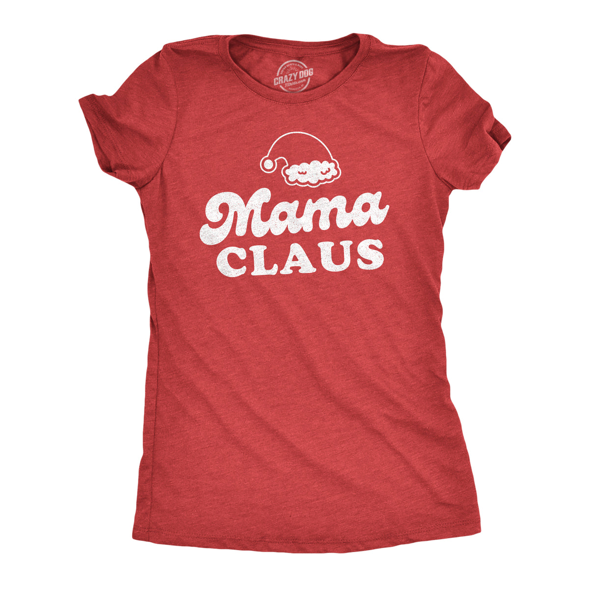 Funny Heather Red - Mama Mama Claus Womens T Shirt Nerdy Christmas Tee