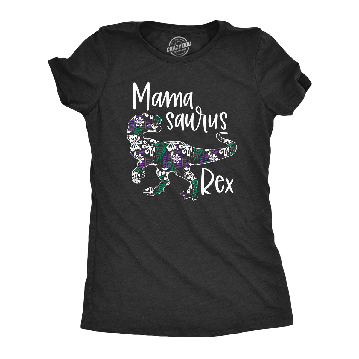 Funny Heather Black - Mamasaurus Rex Mamasaurus Rex Floral Womens T Shirt Nerdy Mother&#39;s Day Dinosaur Tee