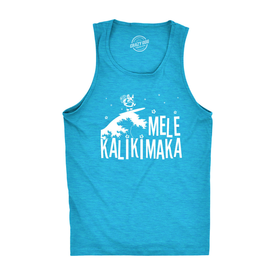 Funny Heather Teal Mele Kalikimaka Mens Tank Top Nerdy Christmas Tee