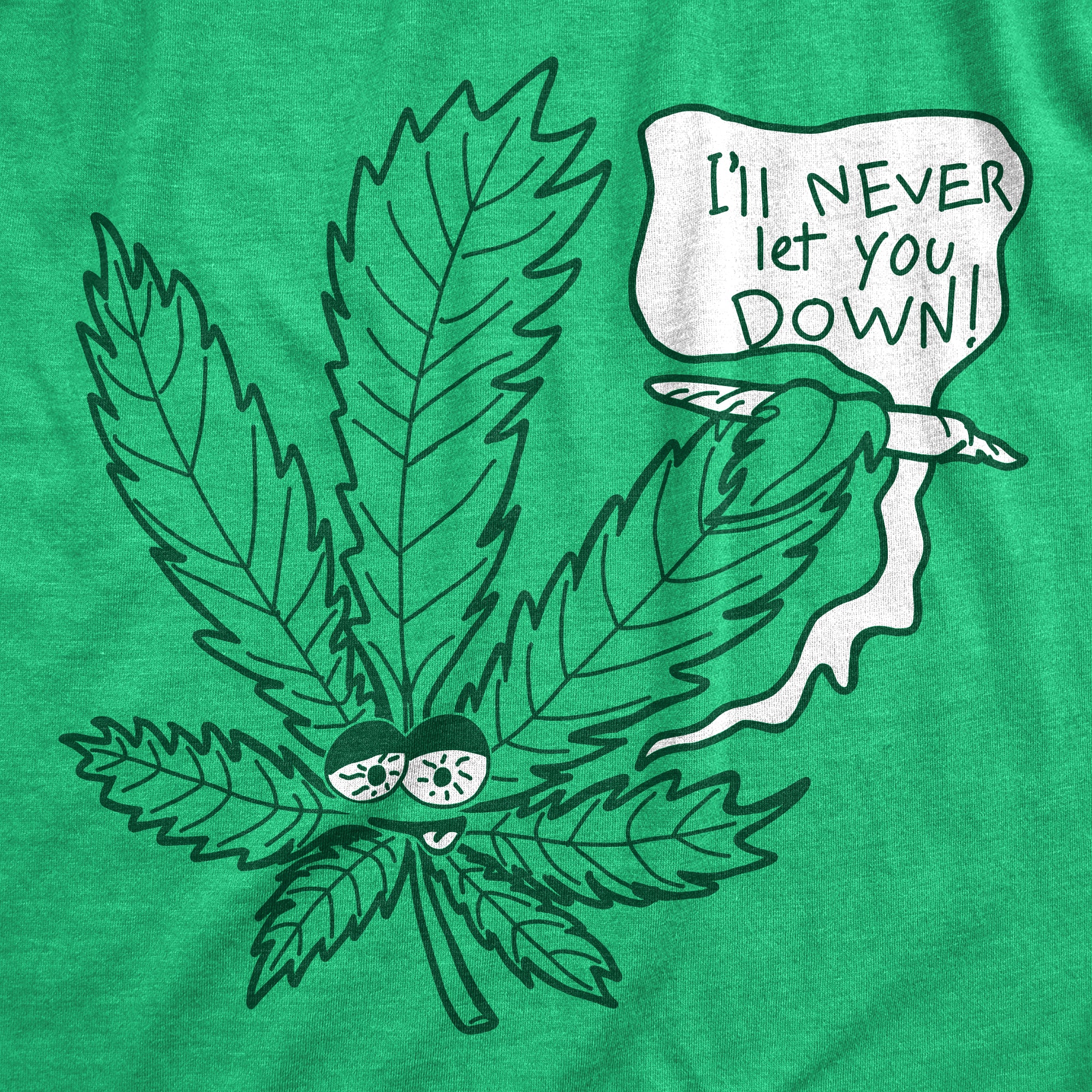 Funny Heather Green I'll Never Let You Down Womens T Shirt Nerdy 420 Tee