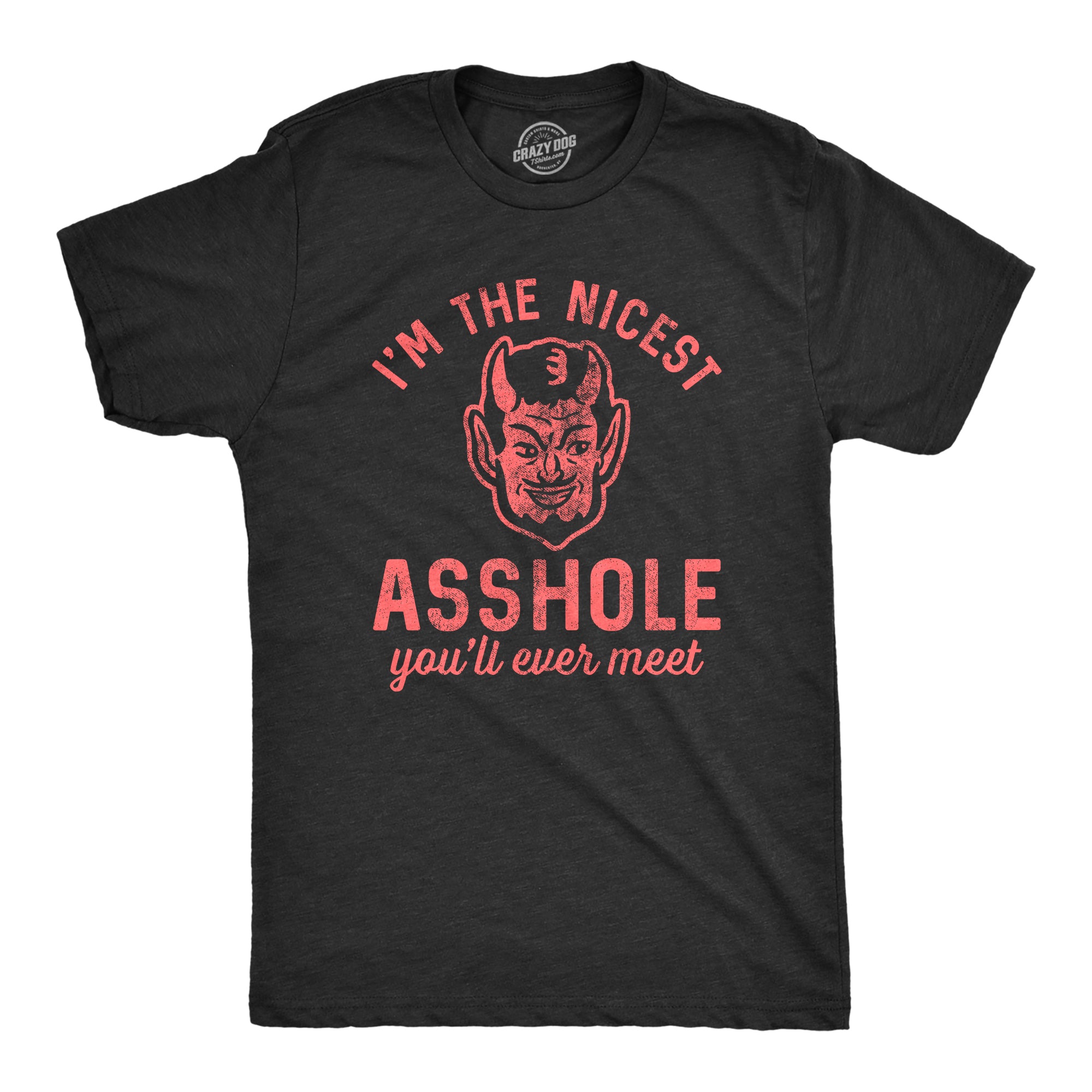 Funny Heather Black - Nicest Ahole I'm The Nicest Asshole You'll Ever Meet Mens T Shirt Nerdy Sarcastic Tee