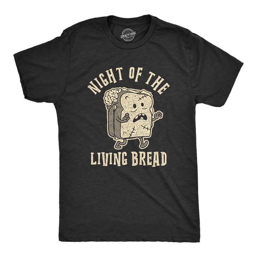 Funny Heather Black Night Of The Living Bread Mens T Shirt Nerdy Halloween Food Tee