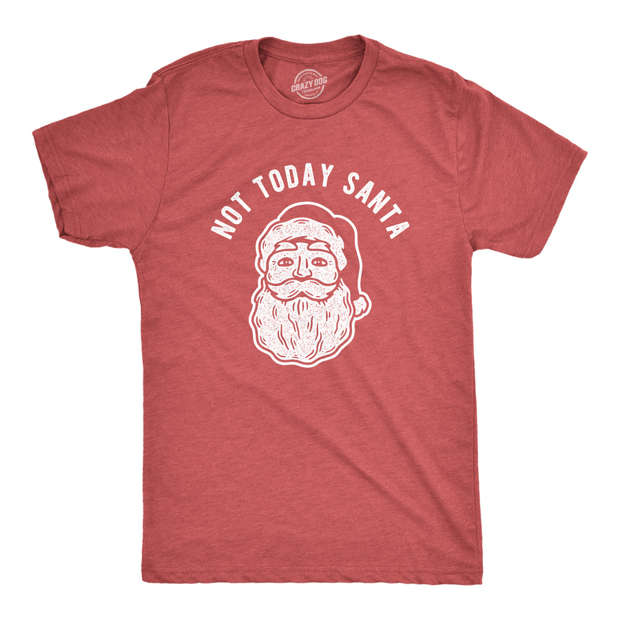 Funny Heather Red Not Today Santa Mens T Shirt Nerdy Christmas Tee