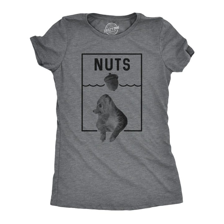 Funny Dark Heather Grey Nuts Jaws Squirrel Parody Womens T Shirt Nerdy Shark Week Sarcastic Dog Tee
