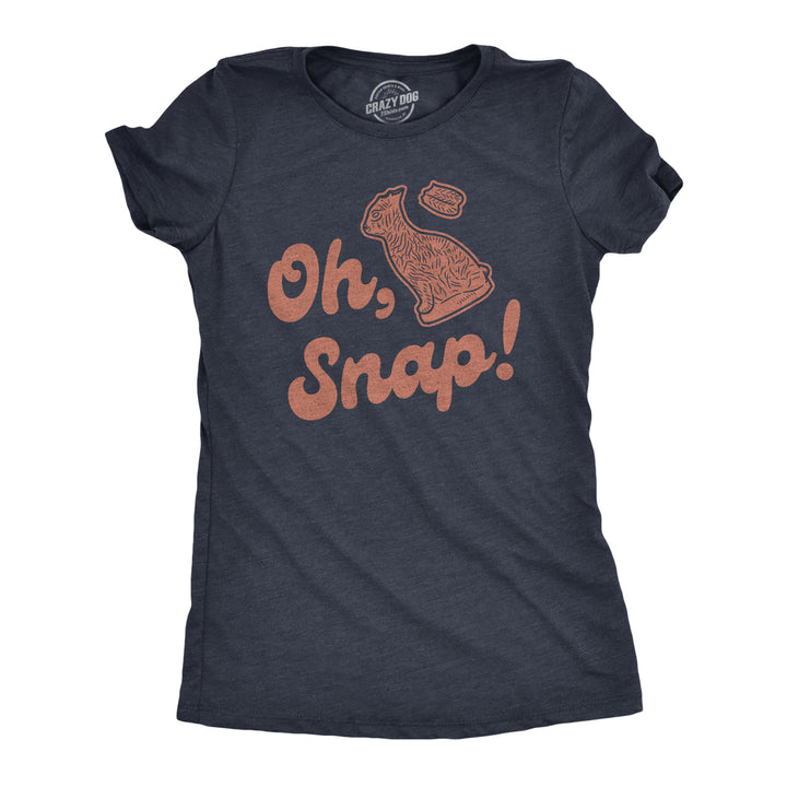 Funny Heather Navy Oh Snap Womens T Shirt Nerdy Easter Food Tee
