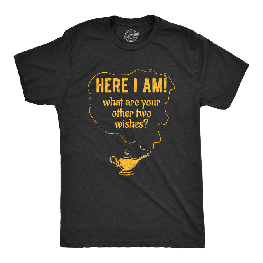Funny Heather Black What Are Your Other Two Wishes? Mens T Shirt Nerdy Sarcastic Tee