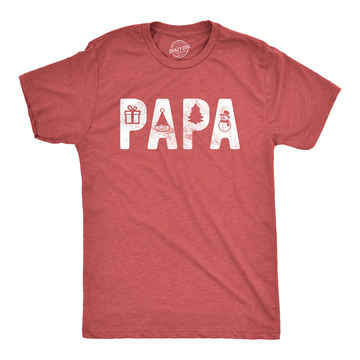 Funny Heather Red - Papa Papa Christmas Mens T Shirt Nerdy Christmas Tee