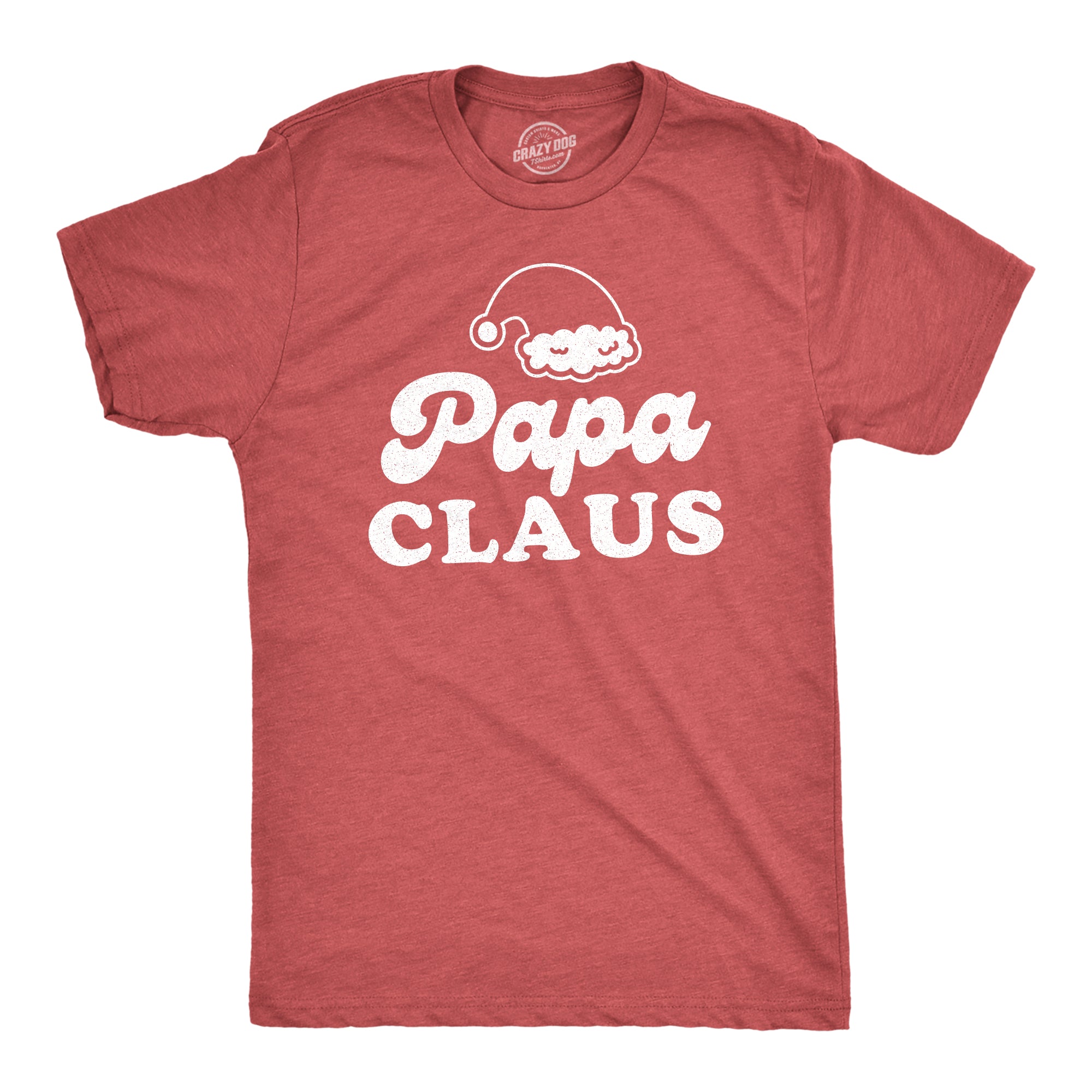 Funny Heather Red - Papa Papa Claus Mens T Shirt Nerdy Christmas Tee