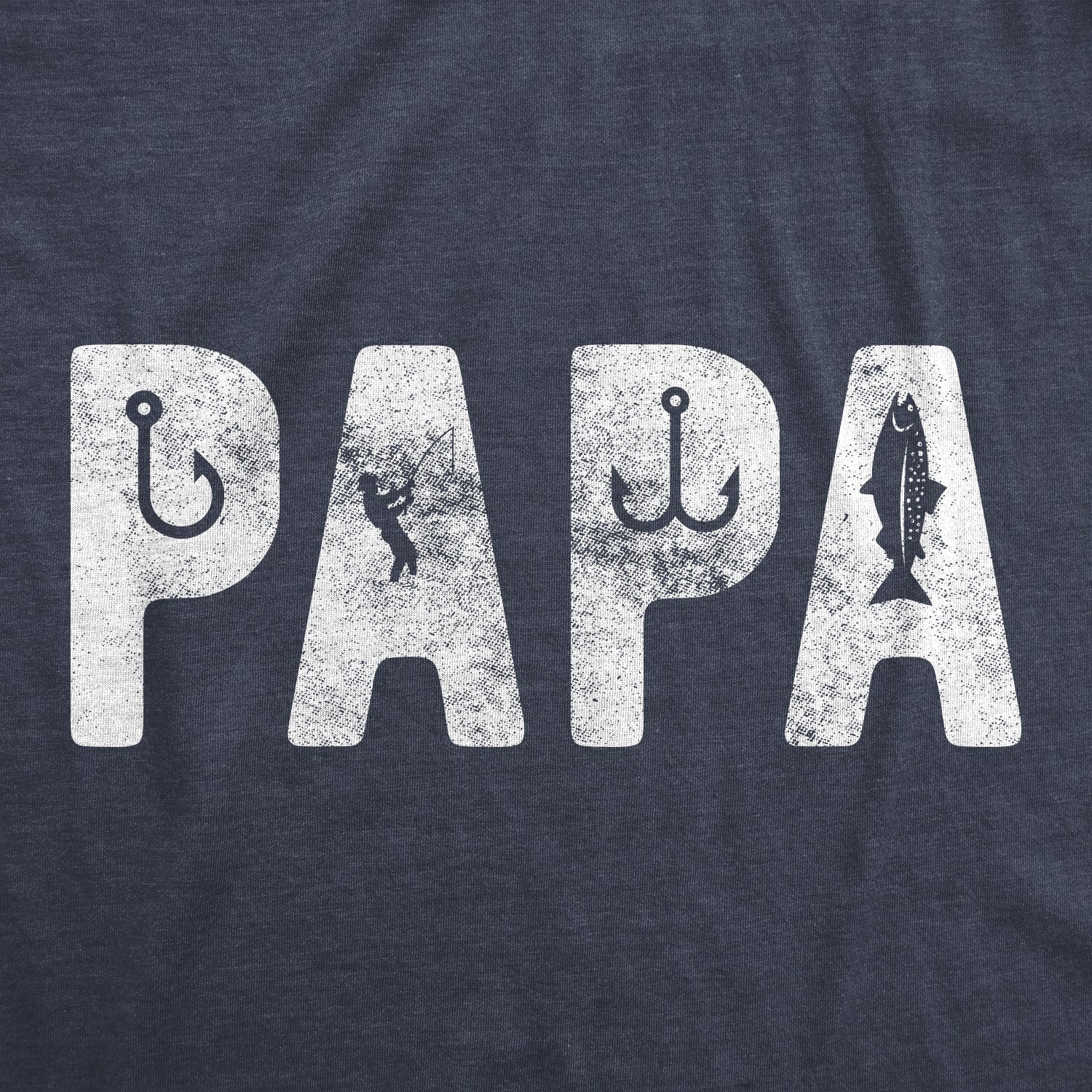 Funny Heather Navy - Papa Papa Fishing Mens T Shirt Nerdy Father's Day Fishing Tee