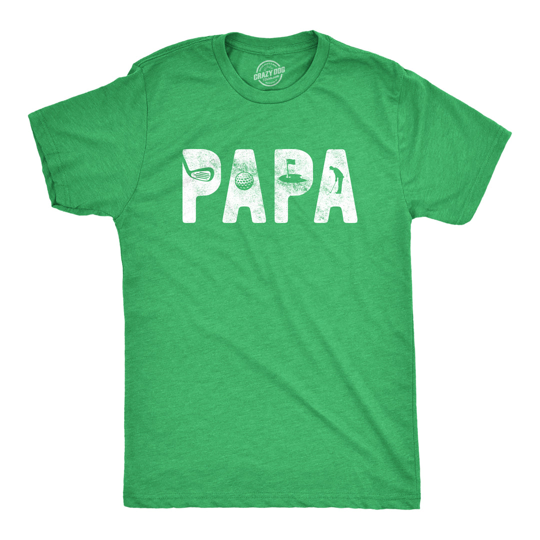 Funny Heather Green Papa Golf Mens T Shirt Nerdy Father's Day Hunting Tee