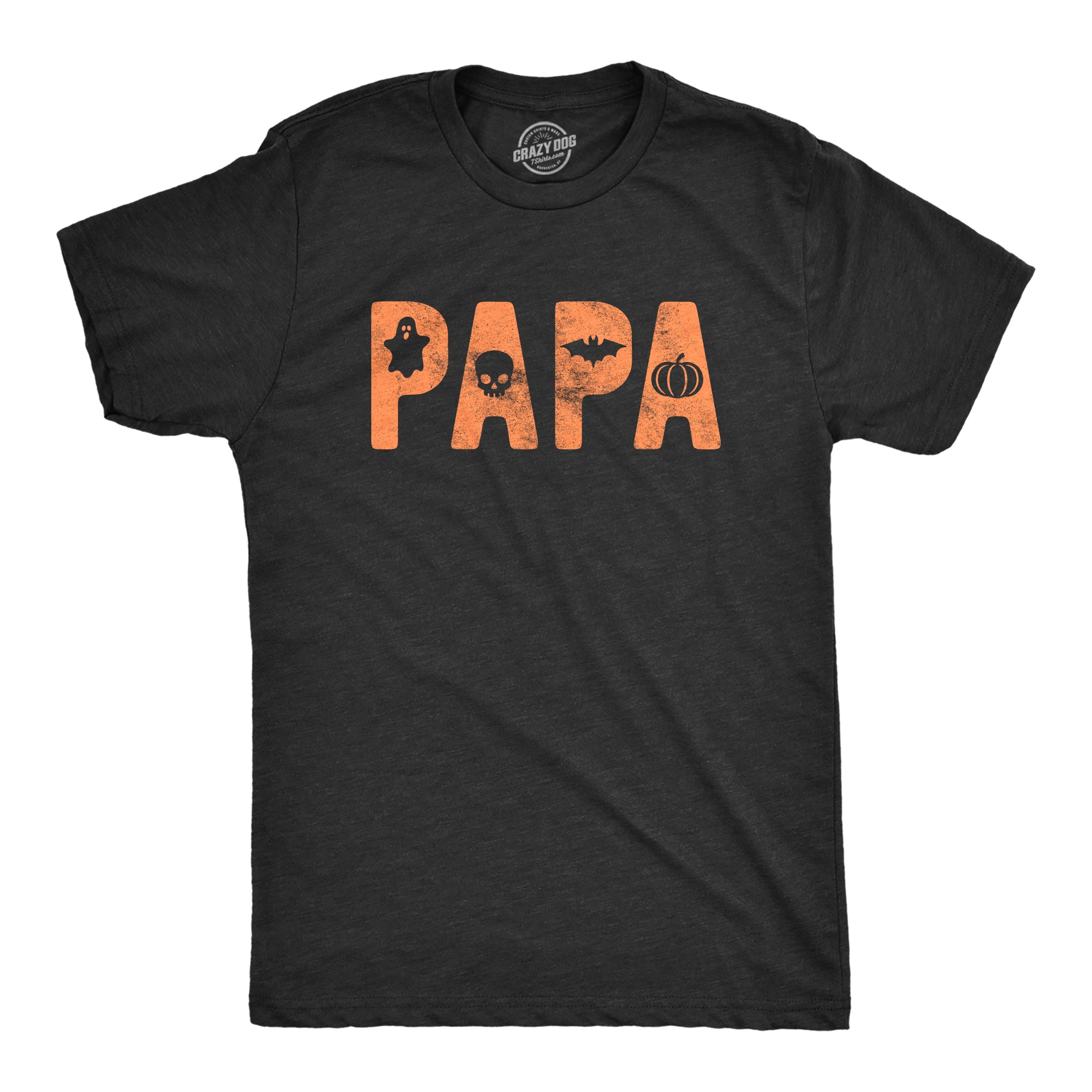 Funny Heather Black - Papa Papa Halloween Mens T Shirt Nerdy Halloween Tee