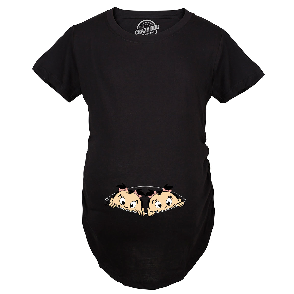 Peeking Twin Girls Maternity Tshirt
