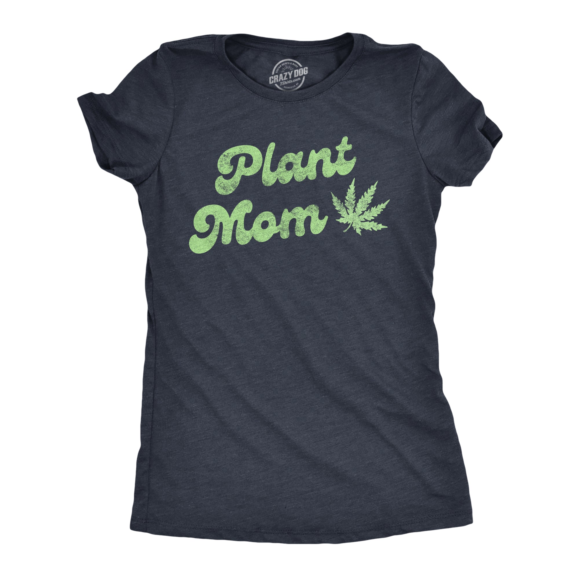 Funny Heather Navy Plant Mom Womens T Shirt Nerdy 420 Tee