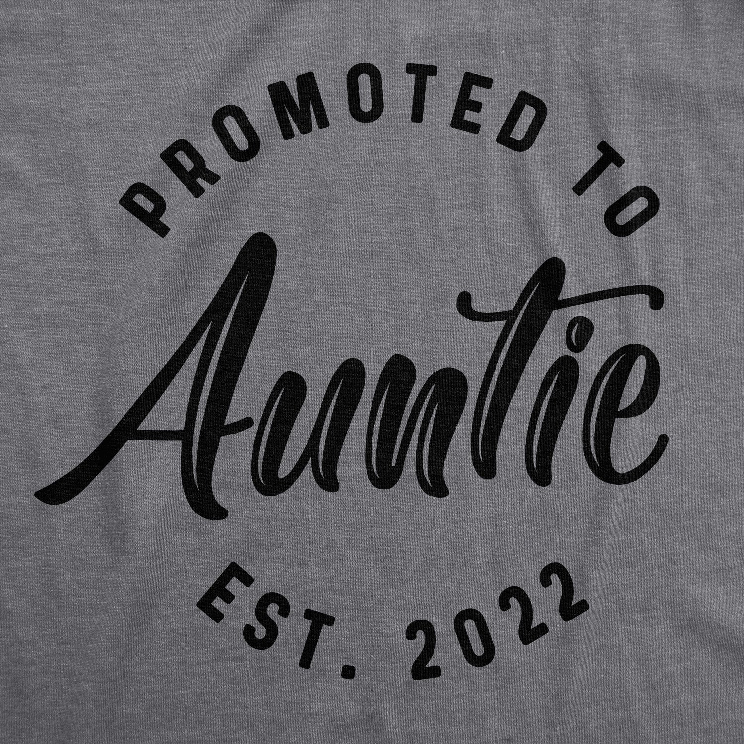 Funny Dark Heather Grey Promoted To Auntie 2022 Womens T Shirt Nerdy Aunt Tee