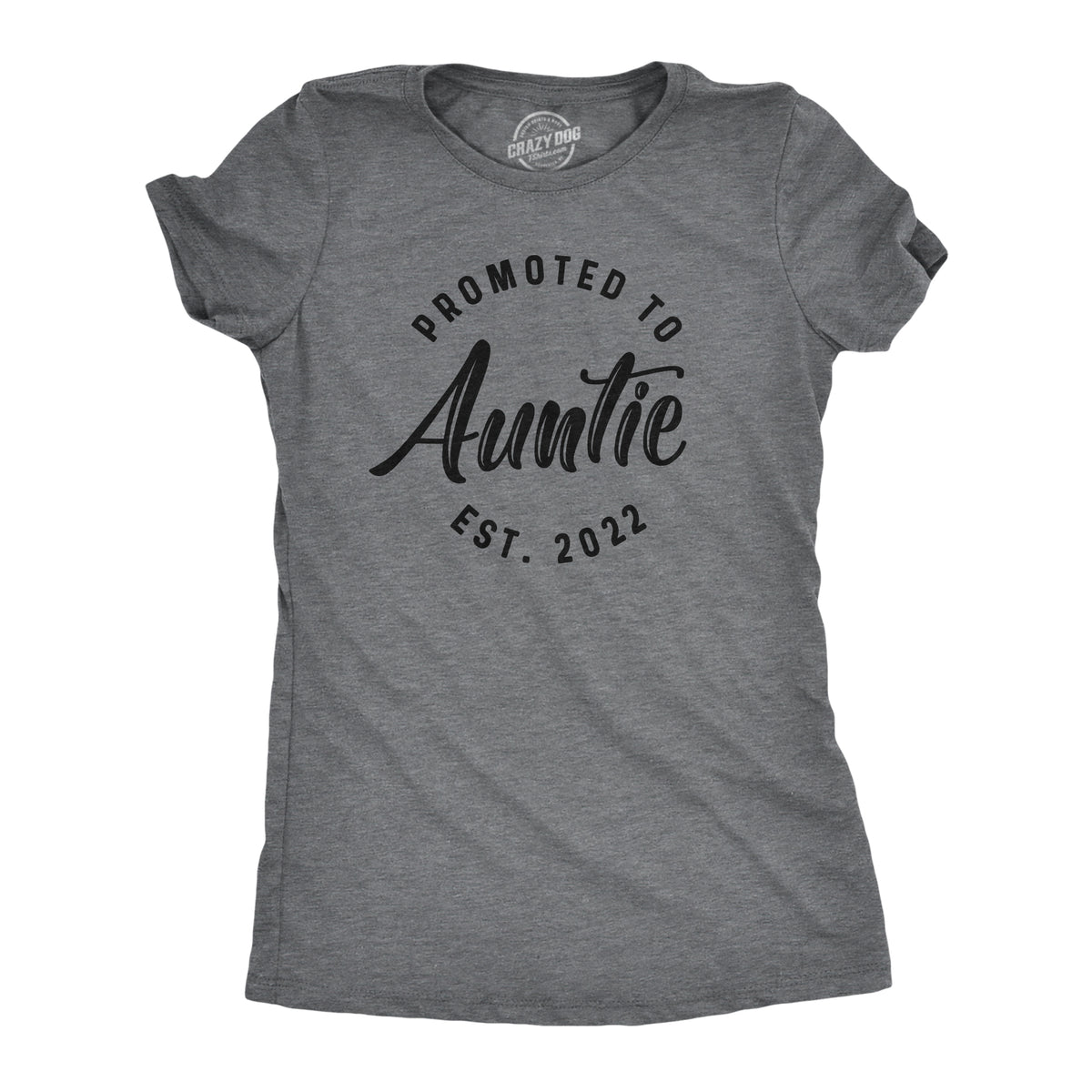 Funny Dark Heather Grey Promoted To Auntie 2022 Womens T Shirt Nerdy Aunt Tee