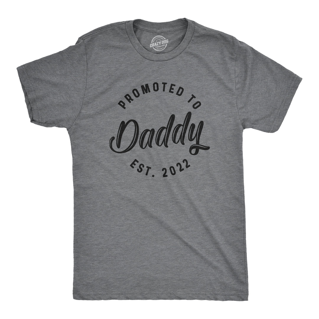 Funny Dark Heather Grey - 2022 Promoted To Daddy Est. 20XX Mens T Shirt Nerdy Father's Day Tee