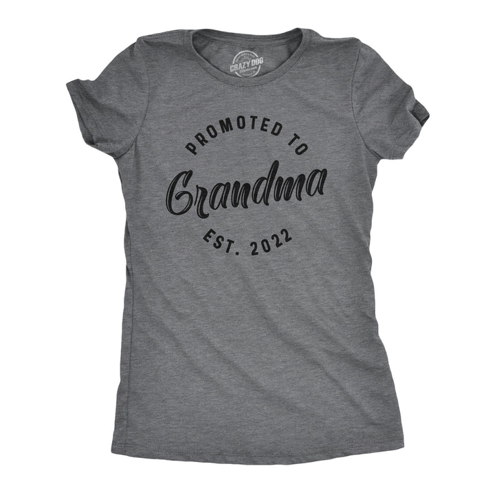 Funny Dark Heather Grey Promoted To Grandma 20XX Womens T Shirt Nerdy Mother's Day Grandmother Tee