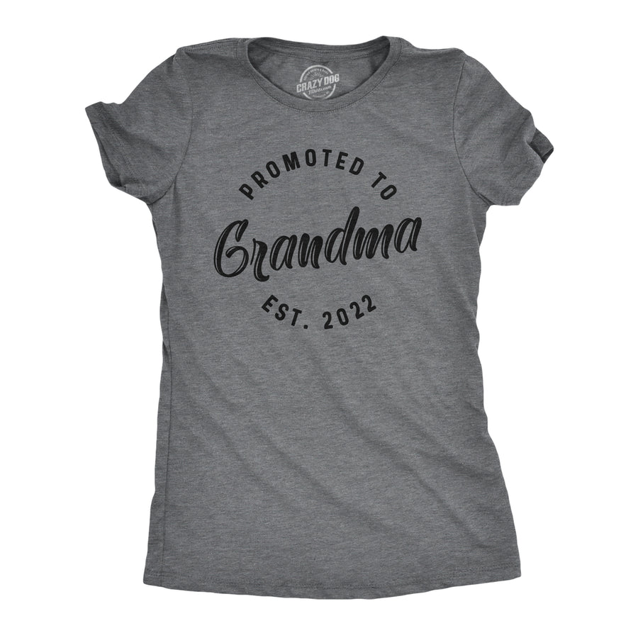 Funny Dark Heather Grey Promoted To Grandma 20XX Womens T Shirt Nerdy Mother's Day Grandmother Tee