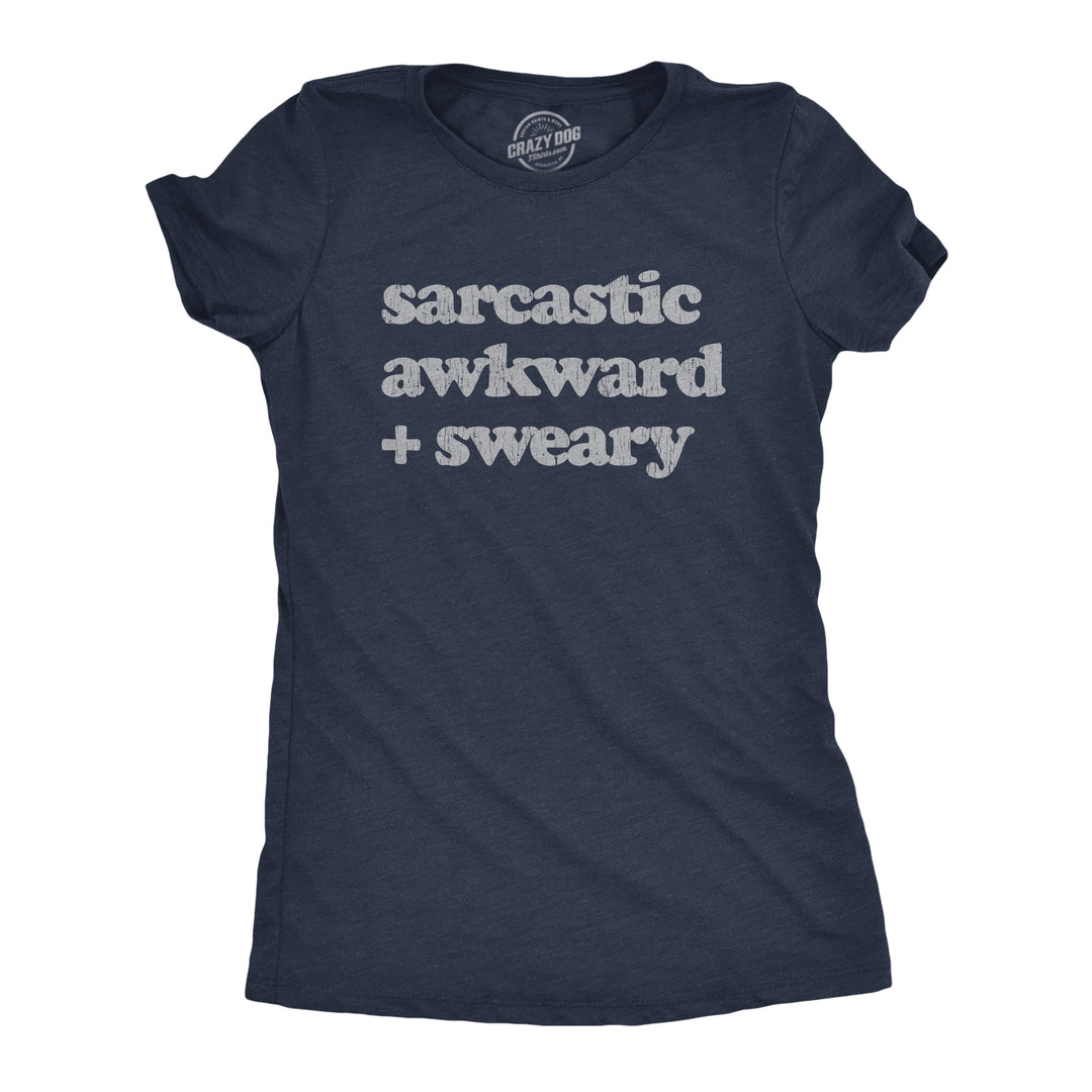 Funny Heather Navy Sarcastic Awkward Sweary Womens T Shirt Nerdy Sarcastic Introvert Tee