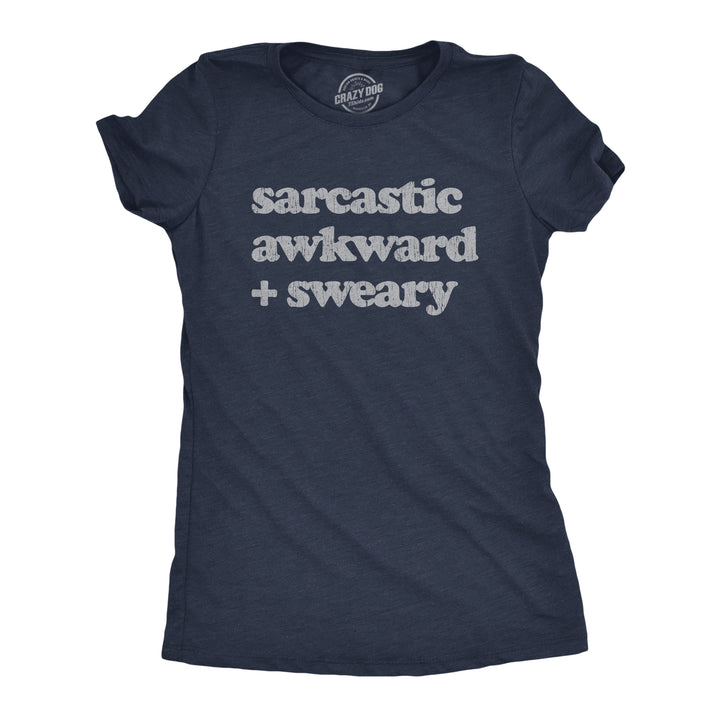 Funny Heather Navy Sarcastic Awkward Sweary Womens T Shirt Nerdy Sarcastic Introvert Tee