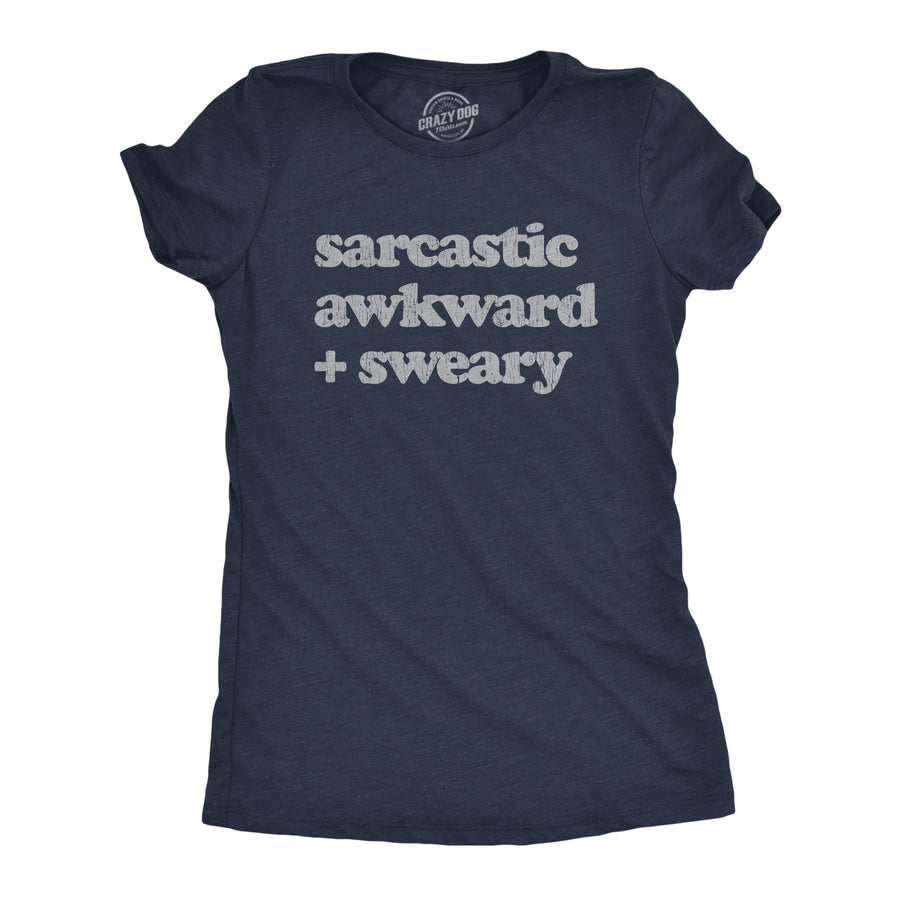 Funny Heather Navy Sarcastic Awkward Sweary Womens T Shirt Nerdy Sarcastic Introvert Tee