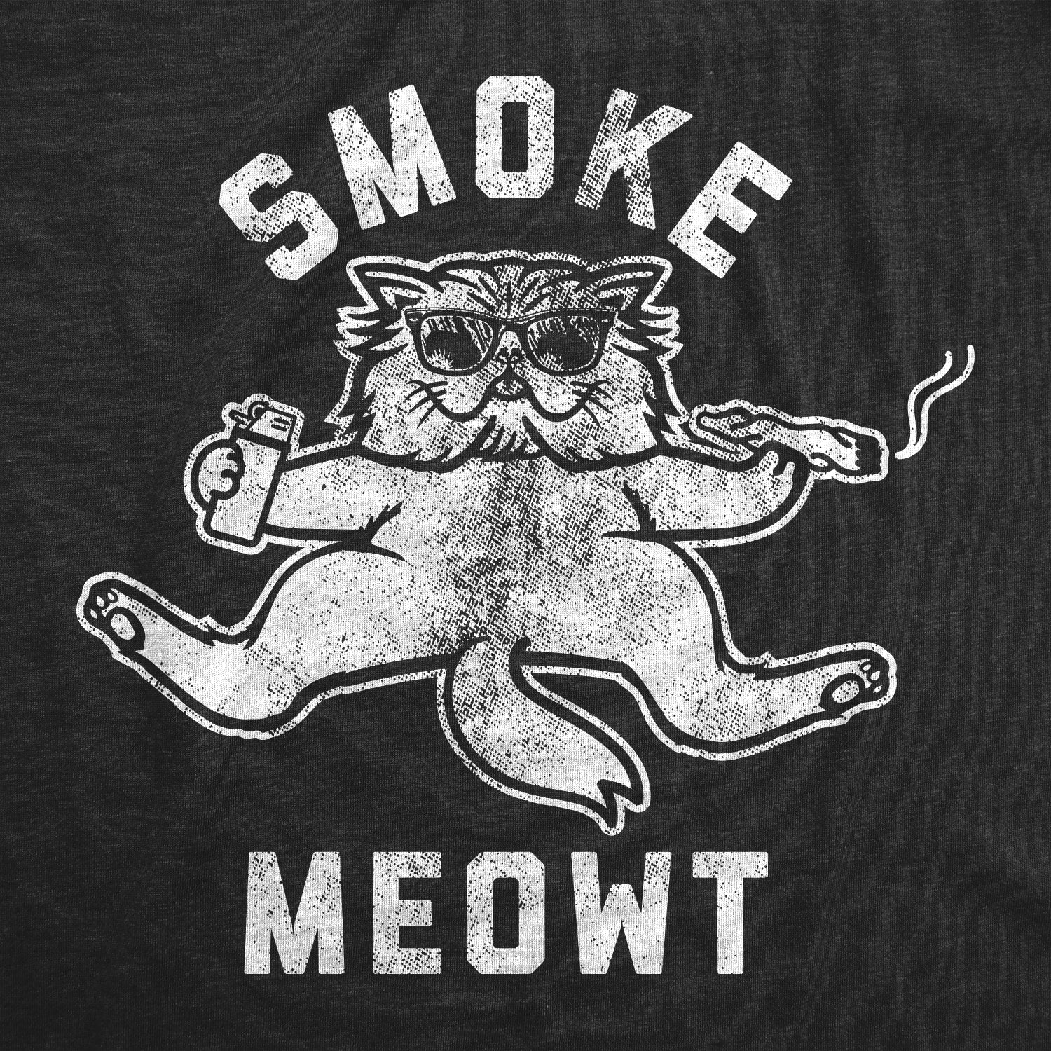 Funny Heather Black Smoke Meowt Mens T Shirt Nerdy 420 Cat Tee
