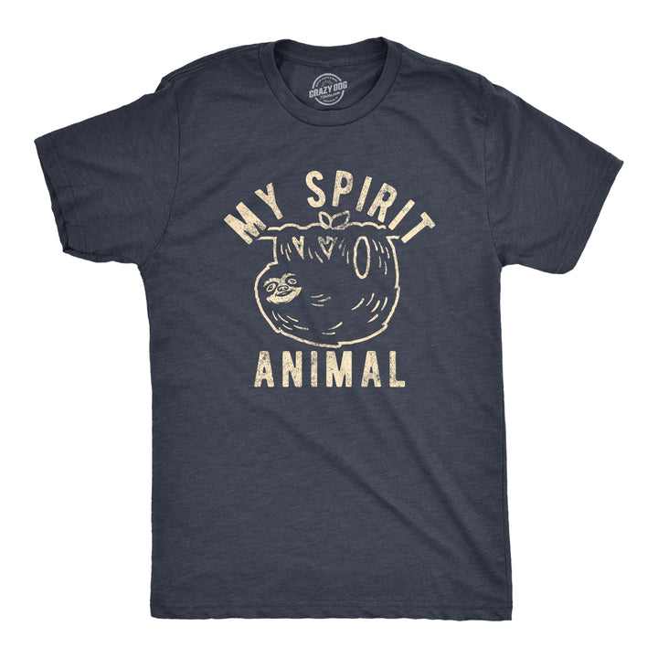 Funny Heather Navy My Spirit Animal: Sloth Mens T Shirt Nerdy Animal Tee