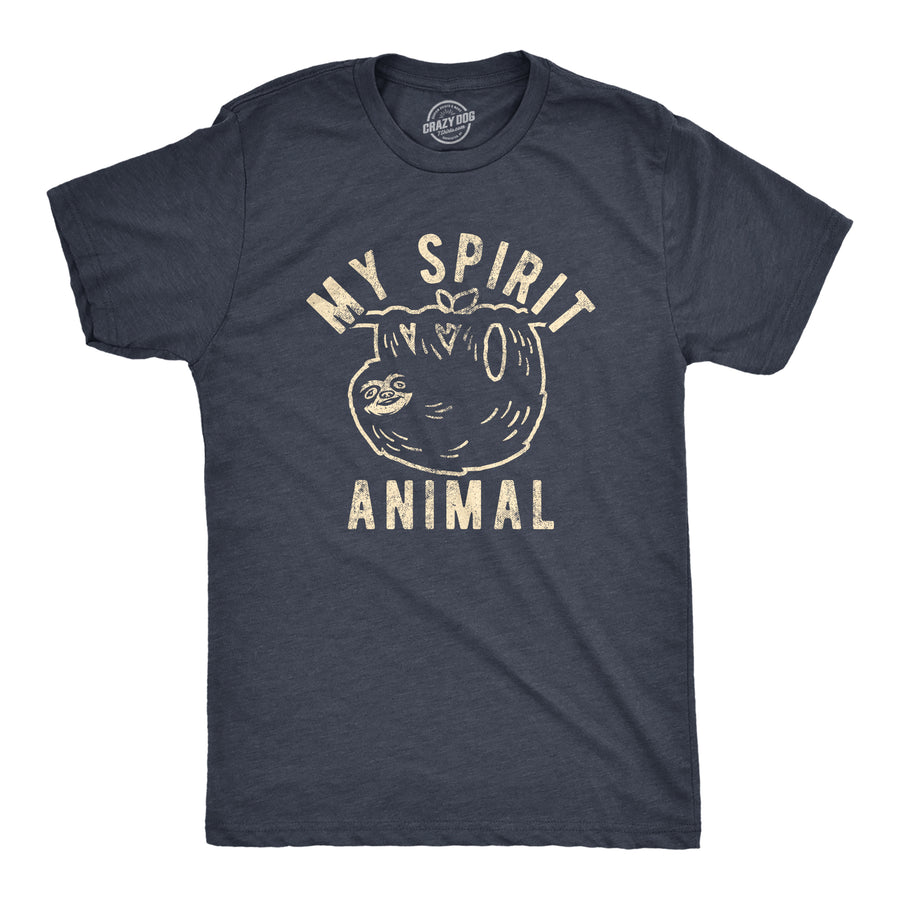Funny Heather Navy My Spirit Animal: Sloth Mens T Shirt Nerdy Animal Tee