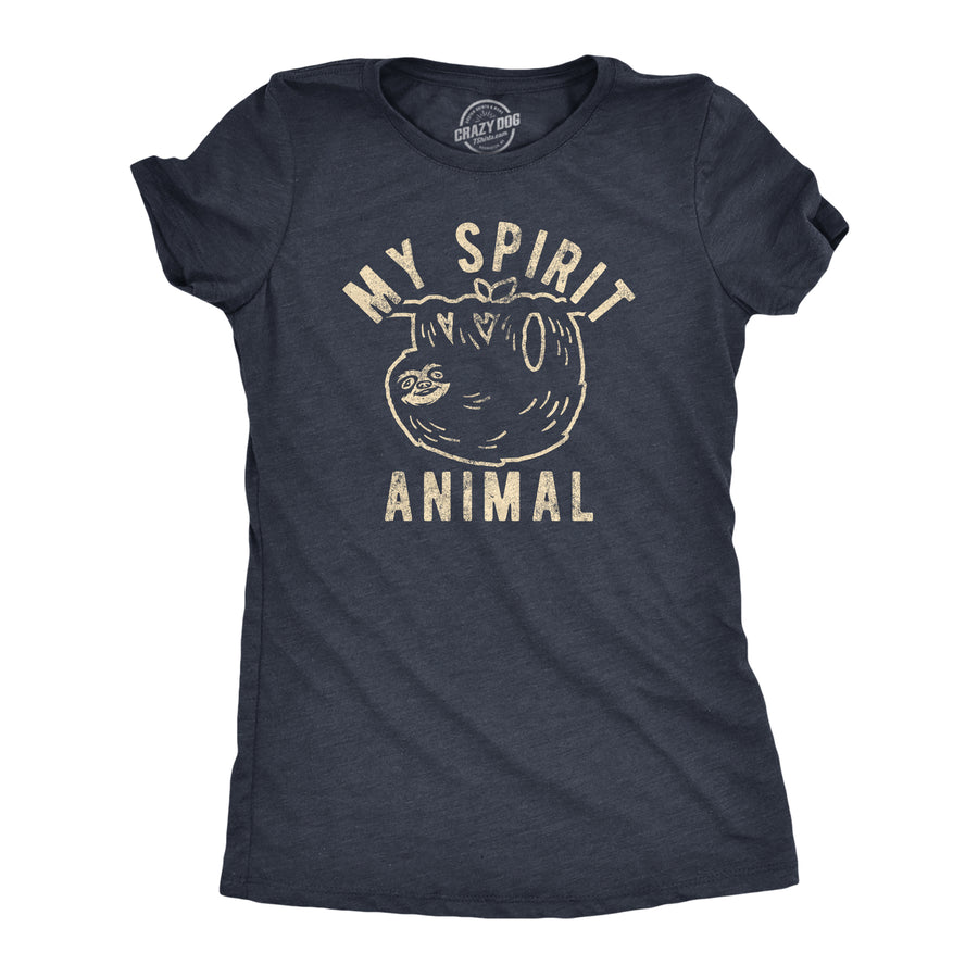Funny Heather Navy My Spirit Animal: Sloth Womens T Shirt Nerdy Animal Tee