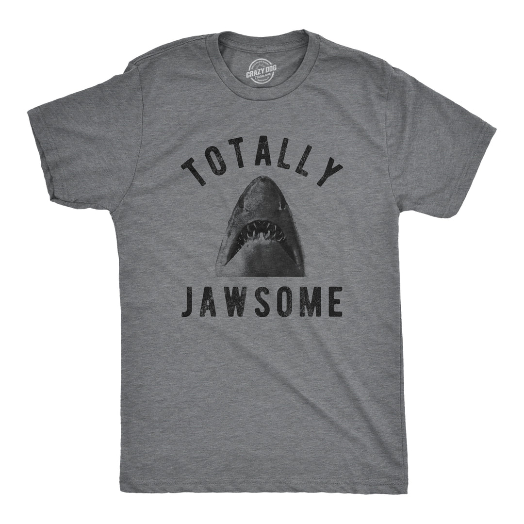 Funny Dark Heather Grey Totally Jawsome Mens T Shirt Nerdy Shark Week Tee