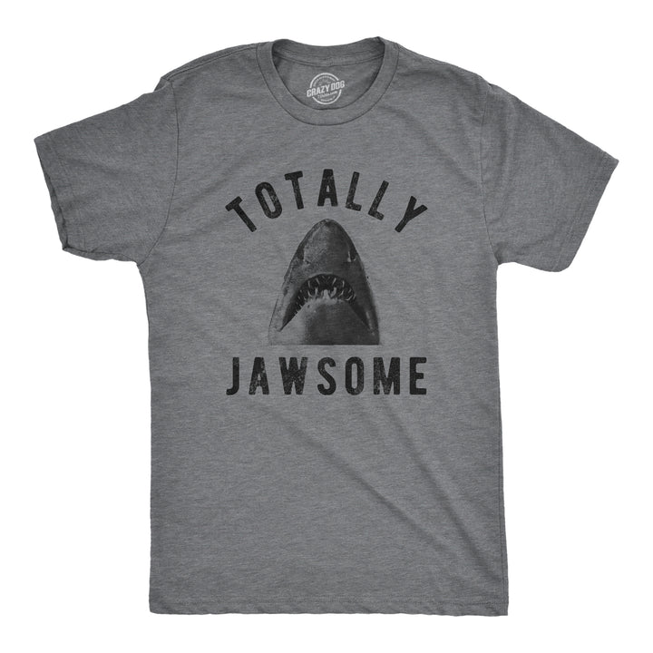 Funny Dark Heather Grey Totally Jawsome Mens T Shirt Nerdy Shark Week Tee