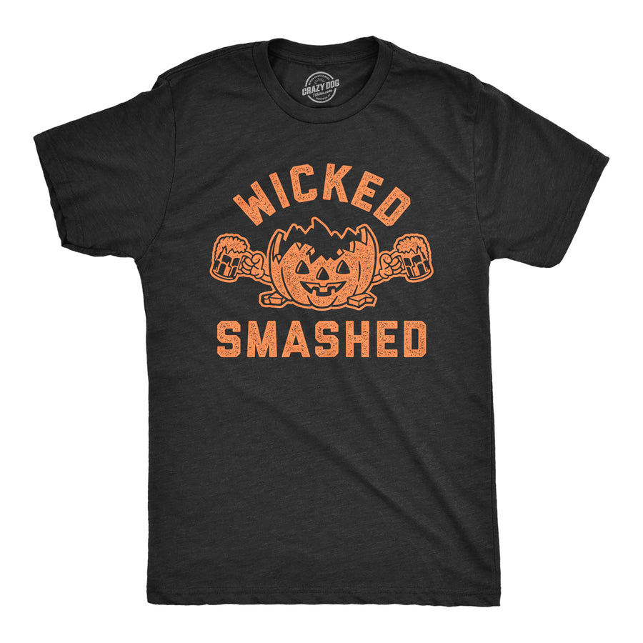 Funny Heather Black Wicked Smashed Mens T Shirt Nerdy Halloween Beer Tee