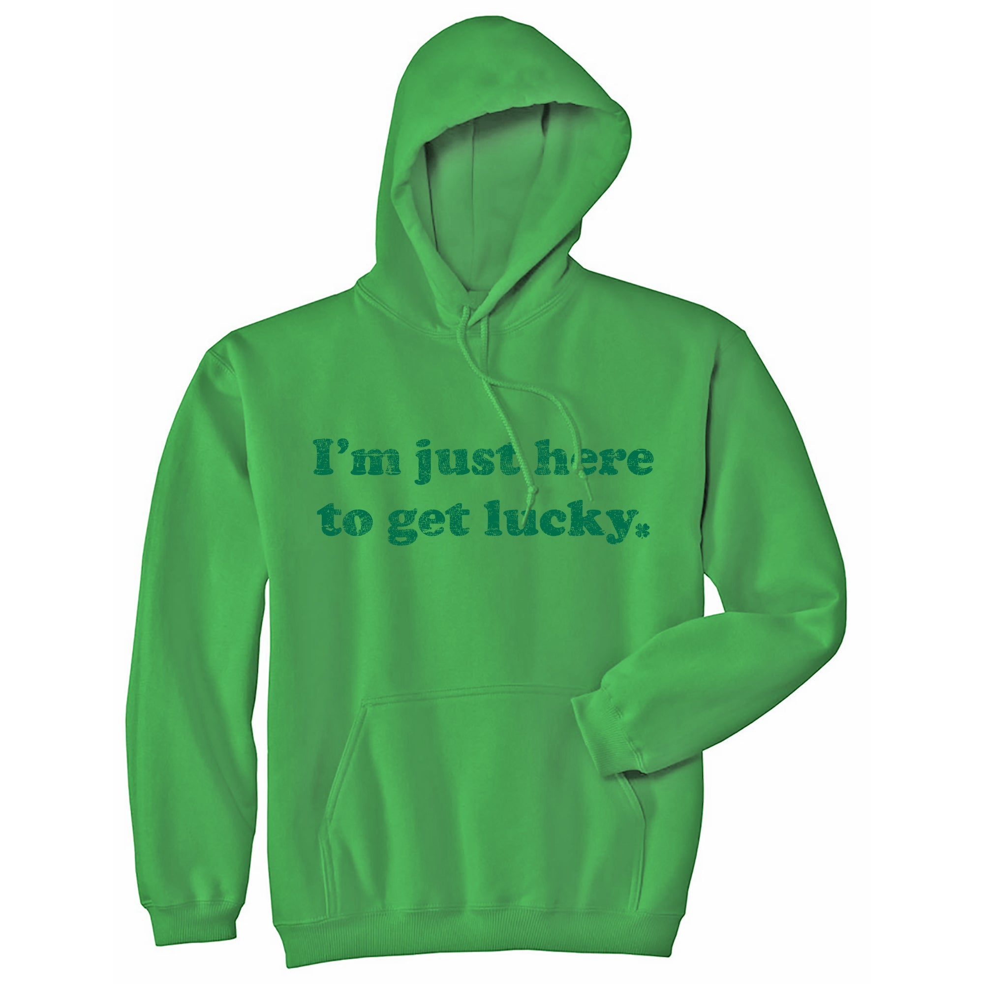 Funny Green I'm Just Here To Get Lucky Hoodie Nerdy Saint Patrick's Day Toilet Tee