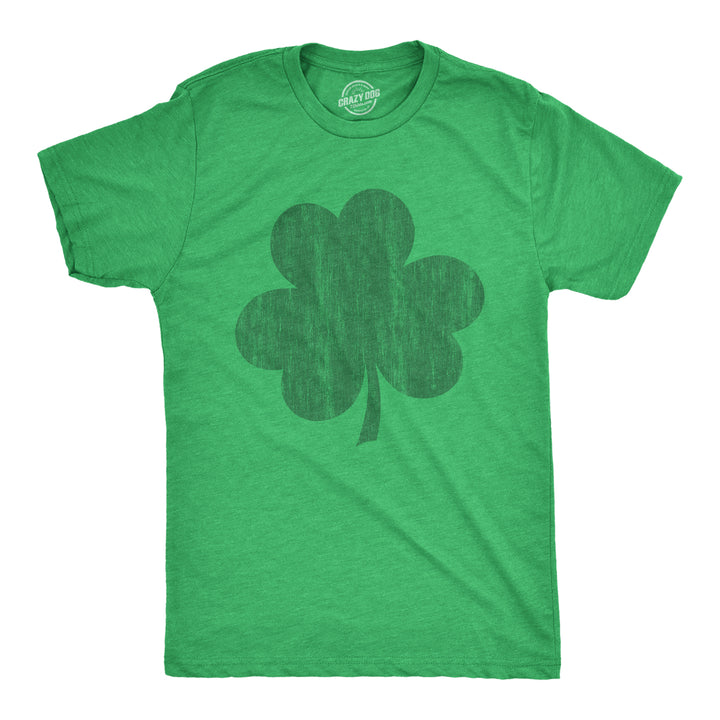 Funny Heather Green - Distressed Clover Distressed Clover Mens T Shirt Nerdy Saint Patrick's Day Retro Tee