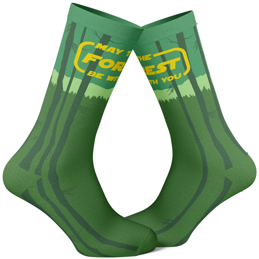 Funny Green Men's May The Forest Be With You Sock Nerdy Earth Tee