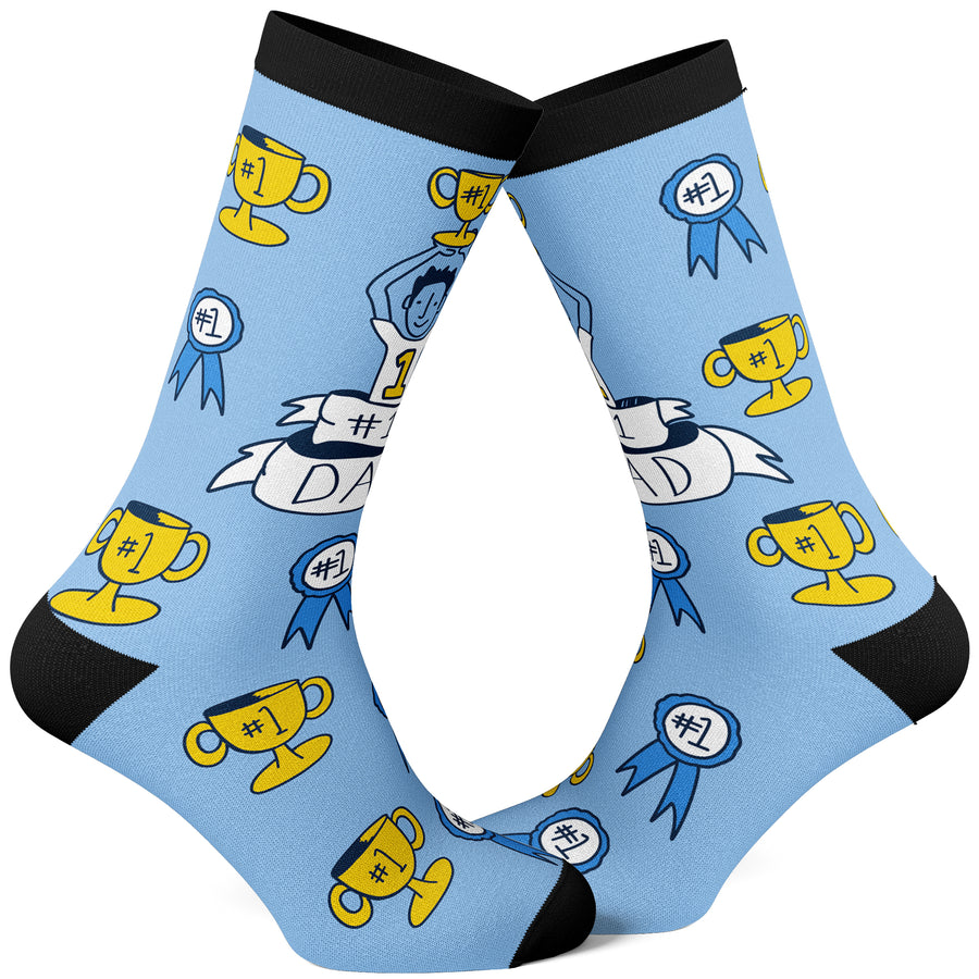Funny Number One Dad Number 1 Dad Sock Nerdy Father's Day Tee