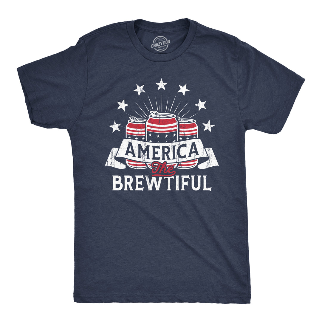 Funny Heather Navy America The Brewtiful Mens T Shirt Nerdy Fourth of July Beer Drinking Tee