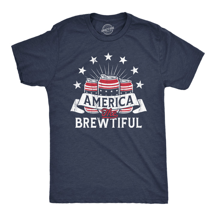 Funny Heather Navy America The Brewtiful Mens T Shirt Nerdy Fourth of July Beer Drinking Tee