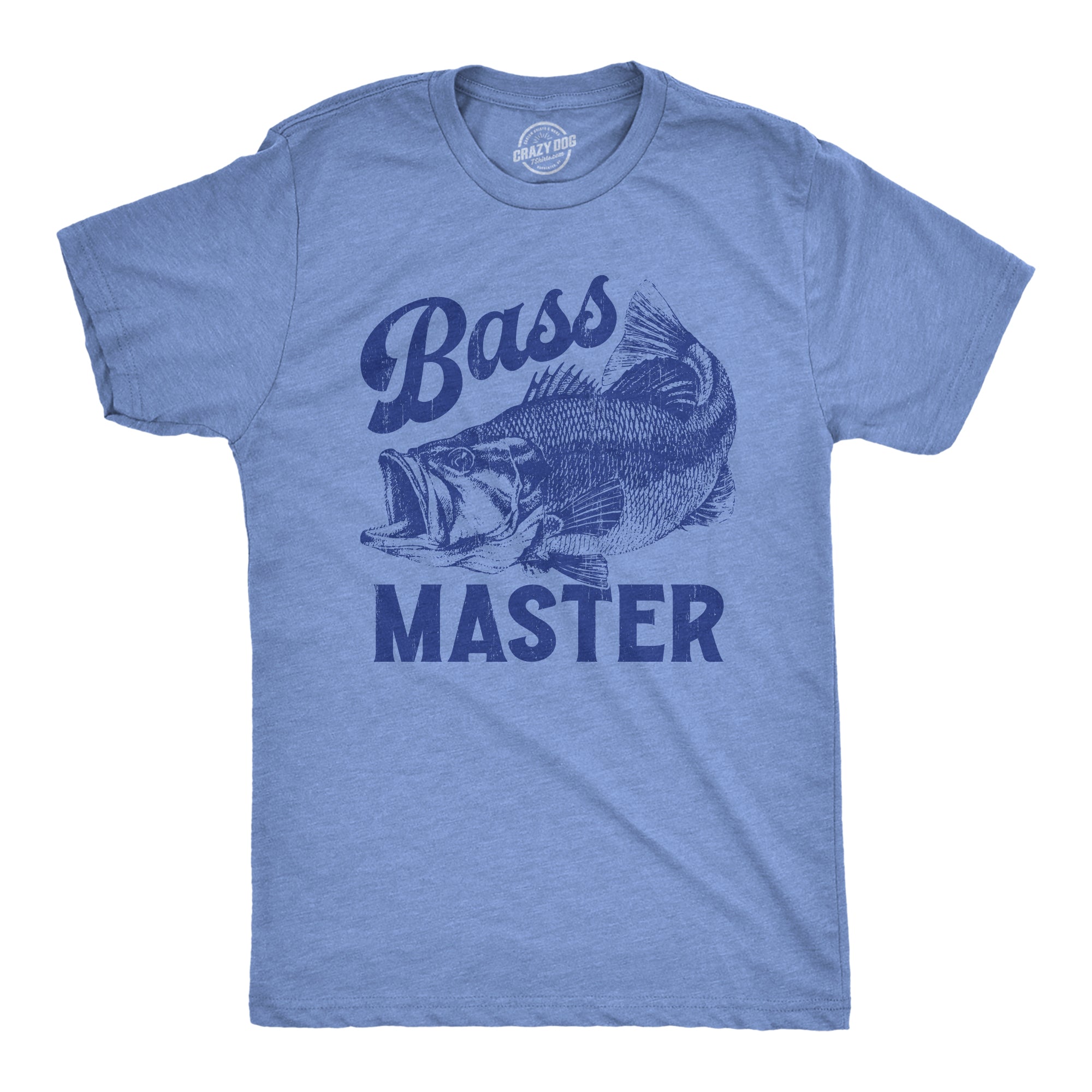 Funny Light Heather Blue - Bass Master Bass Master Mens T Shirt Nerdy Fishing Sarcastic Tee