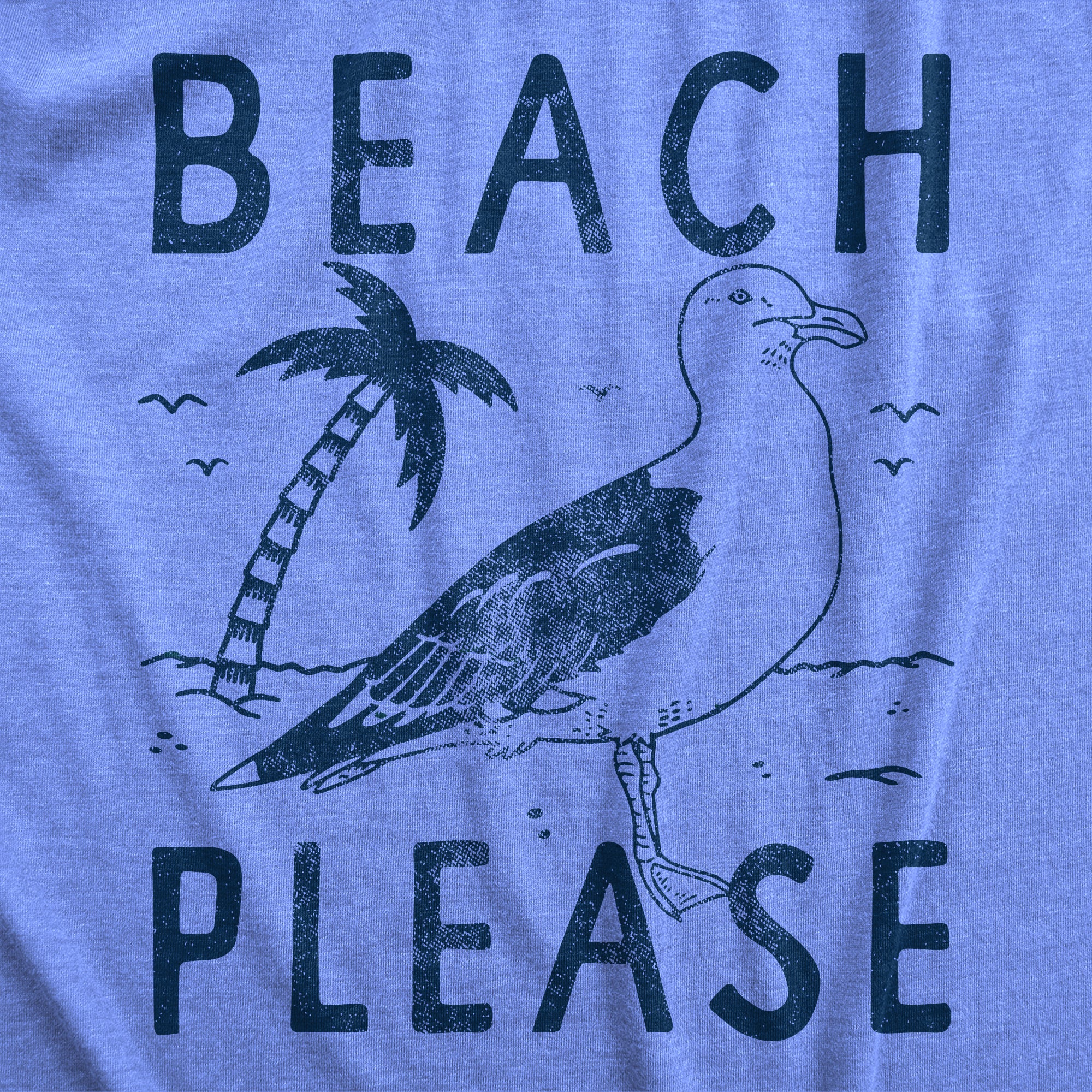 Funny Light Heather Blue - BEACH Beach Please Mens T Shirt Nerdy Vacation Tee