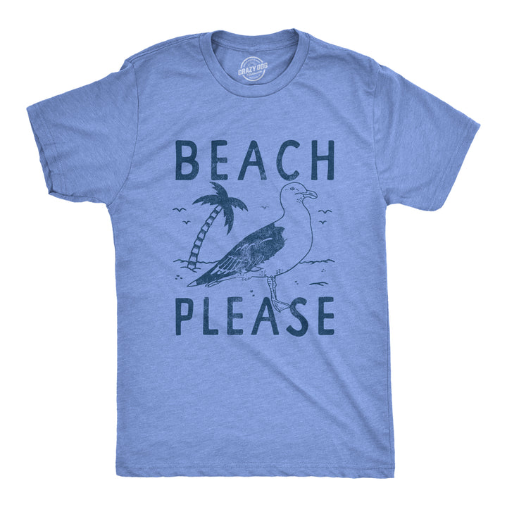Funny Light Heather Blue - Beach Please Beach Please Mens T Shirt Nerdy Vacation Tee