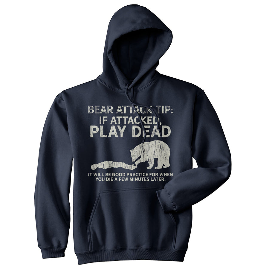 Funny Navy - ATTACK Bear Attack Tip Hoodie Nerdy Animal Sarcastic Tee