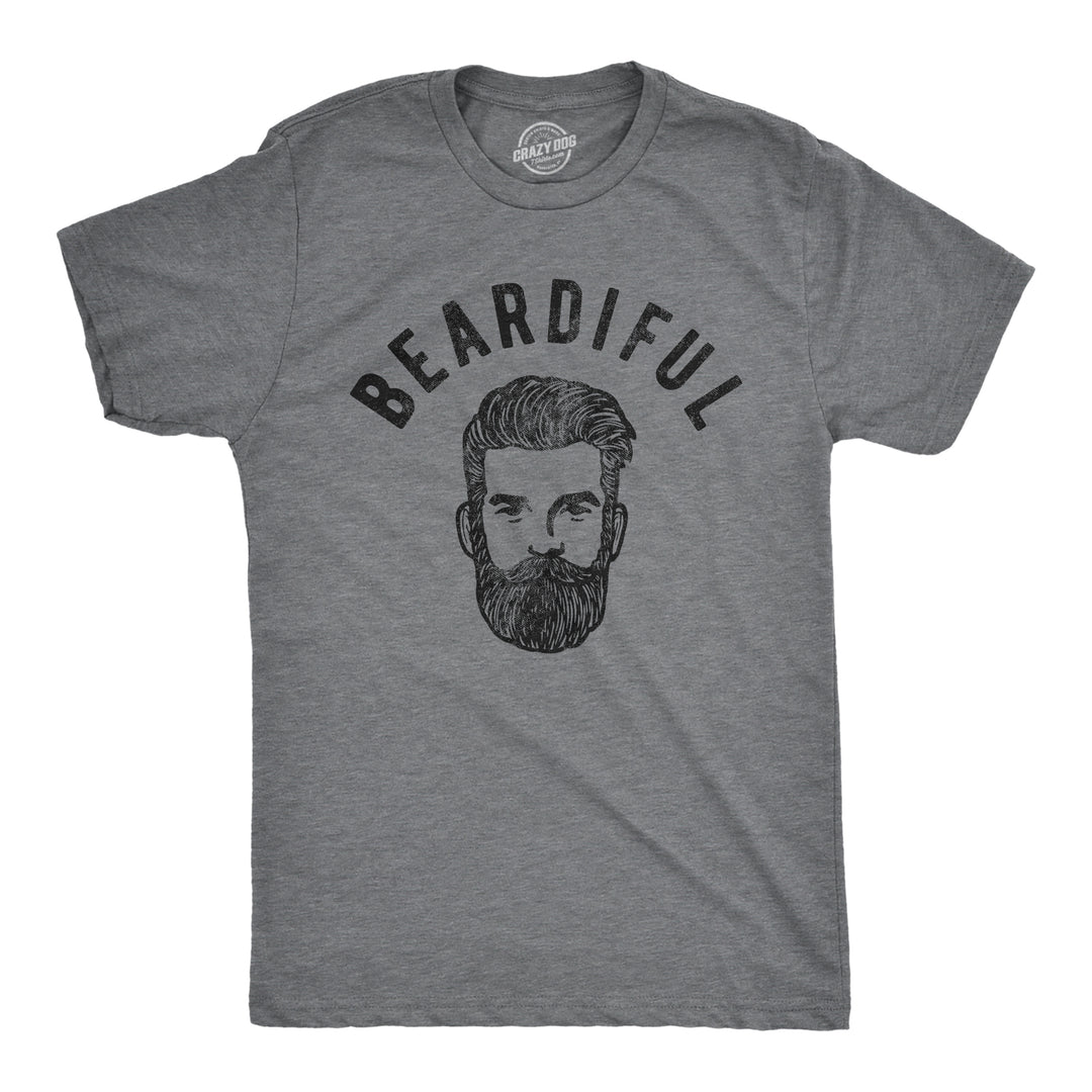 Funny Dark Heather Grey Beardiful Mens T Shirt Nerdy Sarcastic Tee