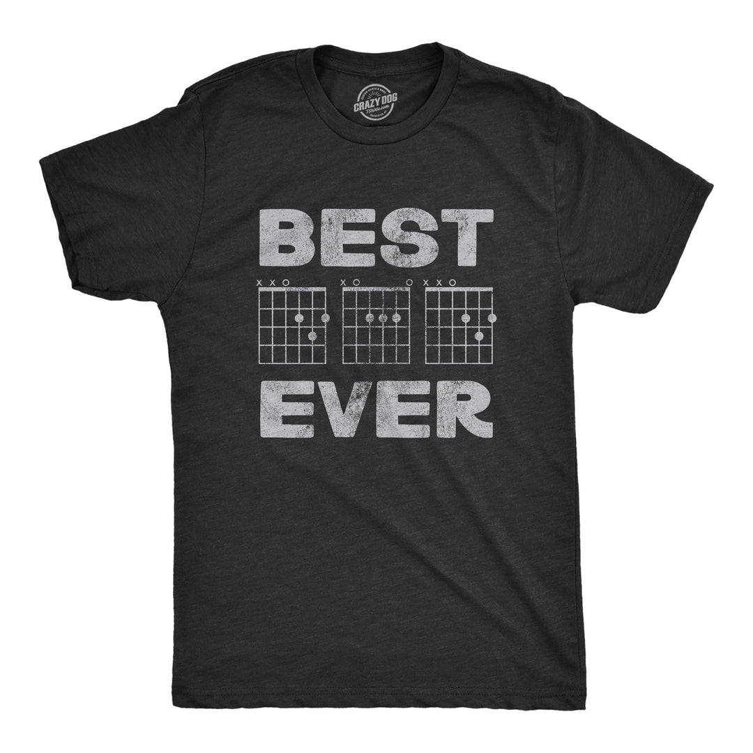 Funny Heather Black Best Dad Ever Guitar Chords Mens T Shirt Nerdy Father's Day music Tee
