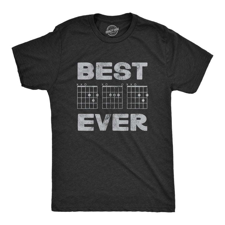 Funny Heather Black Best Dad Ever Guitar Chords Mens T Shirt Nerdy Father's Day music Tee