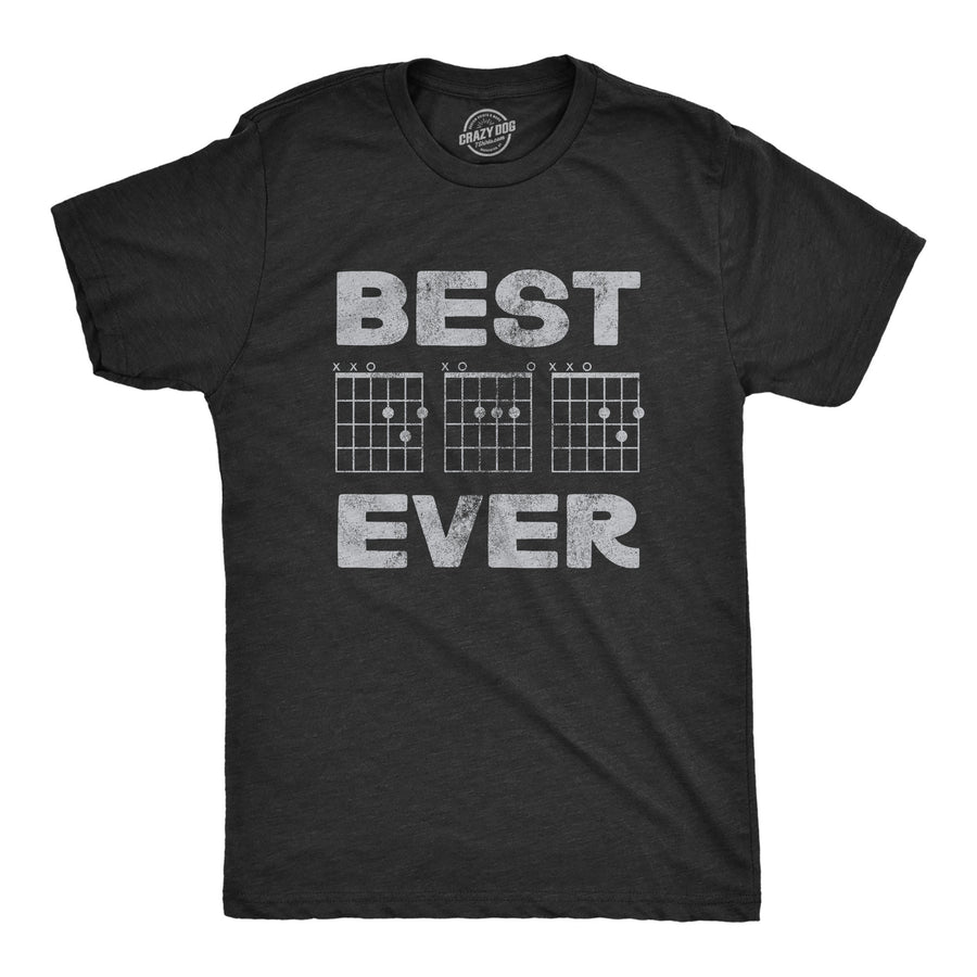 Funny Heather Black Best Dad Ever Guitar Chords Mens T Shirt Nerdy Father's Day music Tee